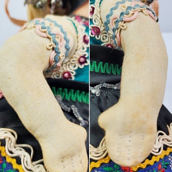 Czech Traditional Vintage 1950s Girl Doll Ornate Headdress Outfit Czechoslovakia - Picture 10 of 16